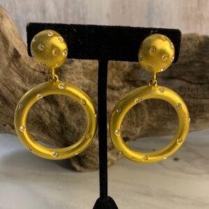 Givenchy Yellow Crystal-Studded Hoop Earrings